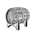 Monochrome engraving style wine barrel vector art Royalty Free Stock Photo