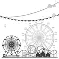 Monochrome Ferris Wheel Illustration Royalty Free Stock Photo