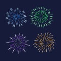 Illustration of Monochrome Fireworks Set