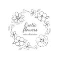 Monochrome Floral Decorative Round Wreath Concept