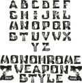 Monochrome font in weapon style