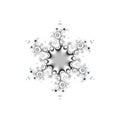 Monochrome fractal constructed snowflake illustration