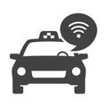 Monochrome free wifi in taxi icon vector illustration transportation service with internet available