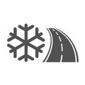 Monochrome frozen road icon vector flat illustration dangerous driving transportation at snow winter