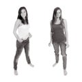 Monochrome full length portraits of two beautiful girls Royalty Free Stock Photo