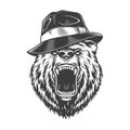 Monochrome gangster bear head in hat