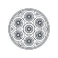 Monochrome geometric mandala thin line vector illustration