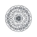 Monochrome geometric mandala thin line vector illustration