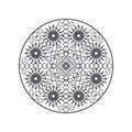 Monochrome geometric mandala thin line vector illustration