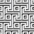 Monochrome geometric maze seamless pattern