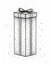 Monochrome Gift Box with Ribbon and Dotted Texture Present on White Background Royalty Free Stock Photo