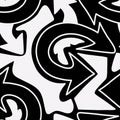 Monochrome graffiti arrows seamless pattern