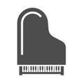 Monochrome grand piano top view icon vector illustration. Classical black musical instrument Royalty Free Stock Photo