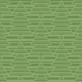 Monochrome green seamless vector pattern with striped Christmas trees on striped background. Royalty Free Stock Photo