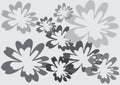 Monochrome grey floral abstract frame background