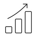 Monochrome growth bar chart icon vector illustration. Linear logo growing graph with increase arrow Royalty Free Stock Photo