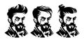 Set barbershop victorian hairstyle, haircut illustration