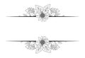 Monochrome Hand draw flower foliage blossom border ornament decorative