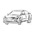 Monochrome hand drawn car on white background Royalty Free Stock Photo