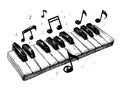 Hand-Drawn Piano Keys with Musical Notes Royalty Free Stock Photo