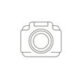 Monochrome hand drawn photo camera for photographing art hobby or work icon vector illustration