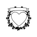 monochrome heart and ribbon with creeper