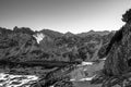 Monochrome High Tatra Mountain valley view