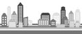 Monochrome horizontal cityscape banner, modern architecture