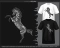 Monochrome Horse mandala arts isolated on black and white t shirt