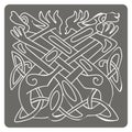 Monochrome icon with celtic art and ethnic ornaments