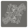 Monochrome icon with Celtic art and ethnic ornaments