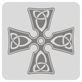 Monochrome icon with cross and ethnic celtic ornaments