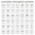 Monochrome icon set with australian aboriginal symbols