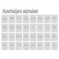 monochrome icons with Azerbaijani alphabet