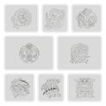 Monochrome icons with set Celtic art and ethnic ornaments