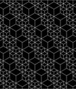 Monochrome illusive abstract geometric seamless pattern with cub