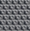 Monochrome illusive abstract geometric seamless pattern with 3d