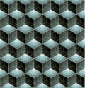 Monochrome illusive abstract geometric seamless pattern with 3d