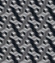 Monochrome illusive abstract geometric seamless pattern with 3d