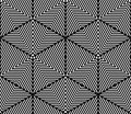 Monochrome illusory abstract geometric seamless pattern with 3d Royalty Free Stock Photo