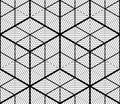 Monochrome illusory abstract geometric seamless pattern with 3d Royalty Free Stock Photo