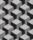Monochrome illusory abstract geometric seamless pattern with 3d Royalty Free Stock Photo