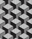 Monochrome illusory abstract geometric seamless pattern with 3d