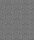 Monochrome illusory abstract geometric seamless pattern with 3d