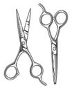 Monochrome illustration of barber scissors