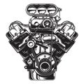 monochrome illustration of car engine Royalty Free Stock Photo