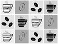 Coffee symbols on monochrome squares