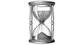 Monochrome illustration of an hourglass featuring binary code (0s and 1s) flowin Royalty Free Stock Photo