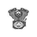 Monochrome Illustration of motorcycle engine Royalty Free Stock Photo