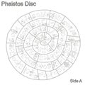 Monochrome illustration with Phaistos disc Royalty Free Stock Photo